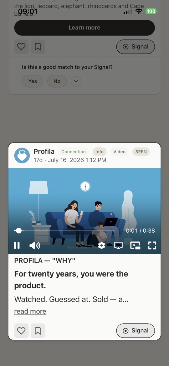 The video playing inline with a scrub bar, volume, AirPlay, picture-in-picture and full-screen controls